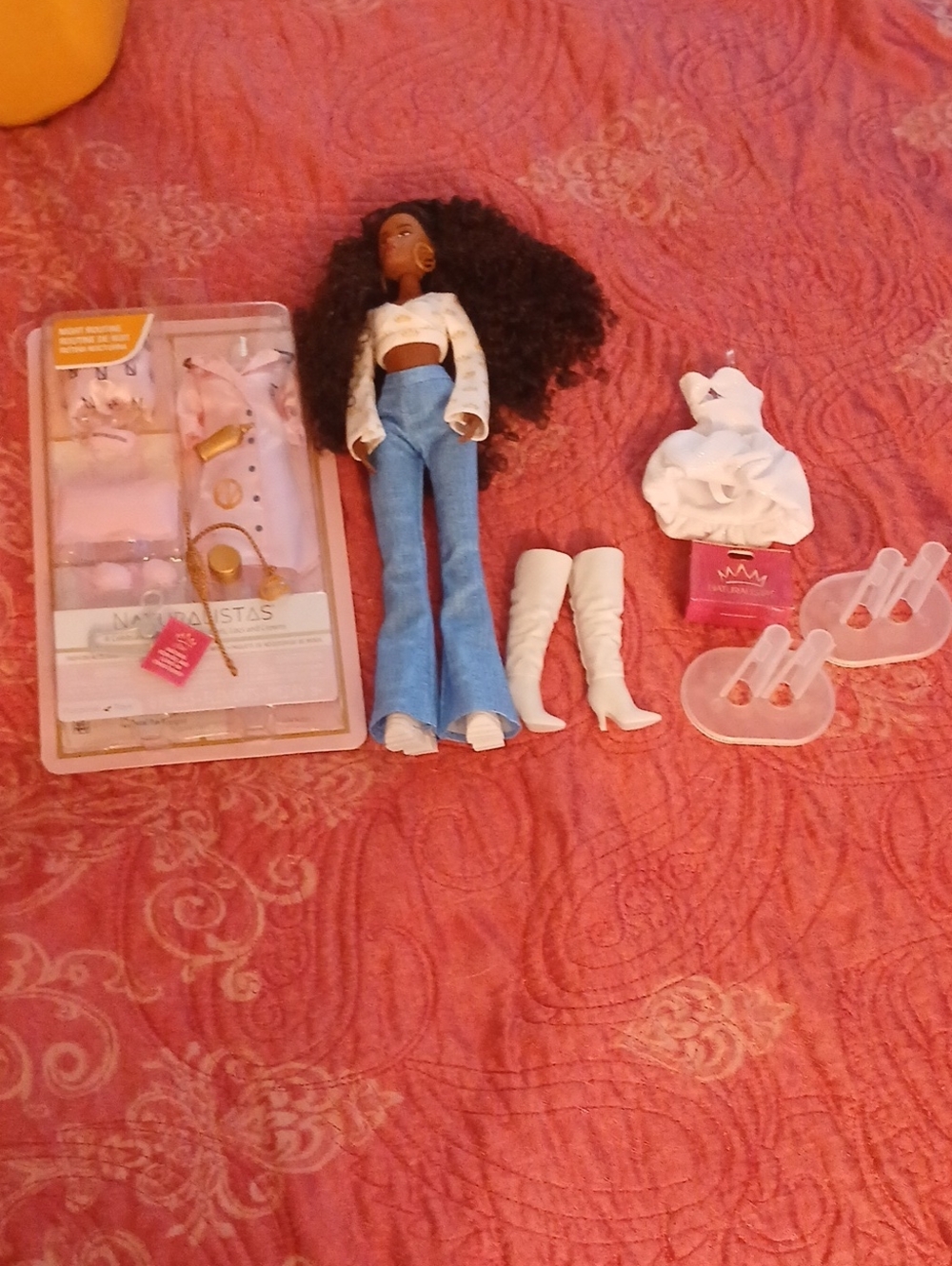 Naturalistas Doll Fashion Set – Black Doll with Blue Jeans and White Boots